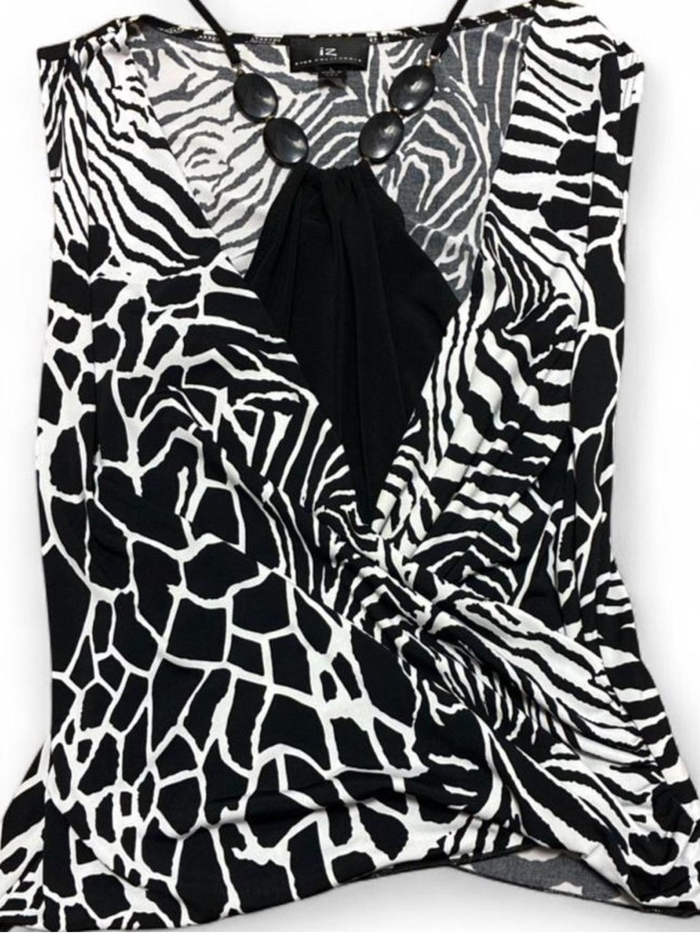 Vintage Y2K Zebra Print Ruched Top Made in USA Black White Going Out large